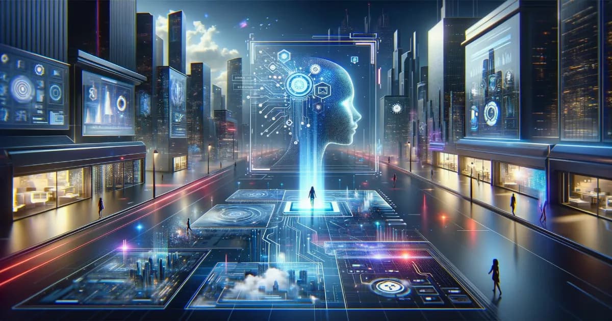 Illustration of AI integration in enterprise operations and innovation