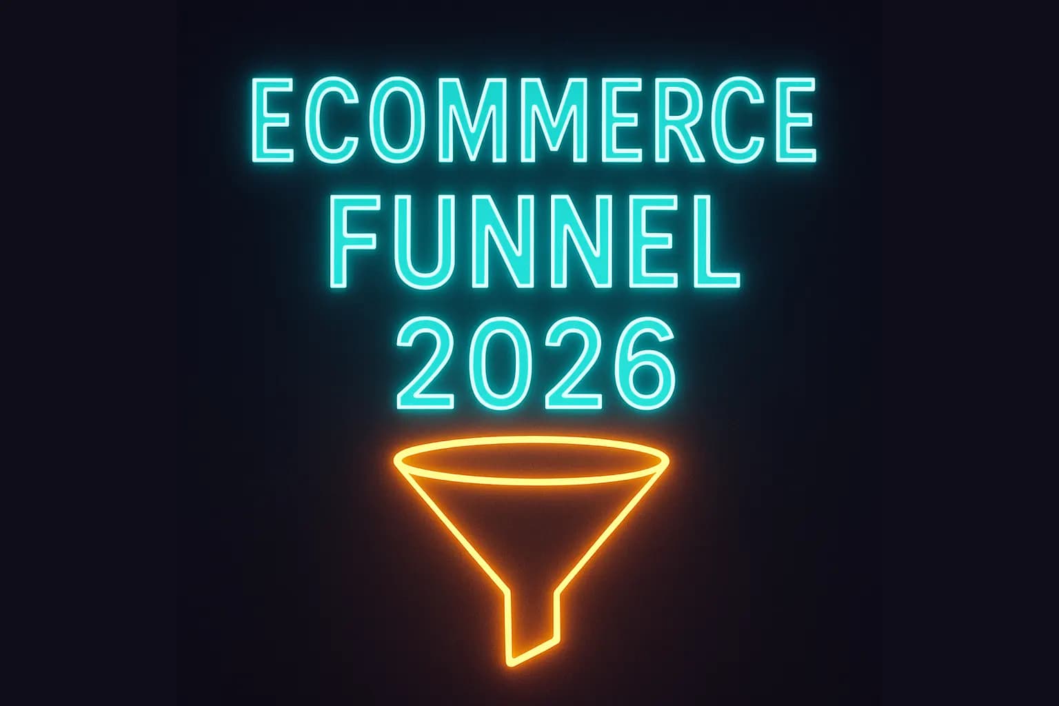 Ecommerce Funnel 2026 neon digital marketing funnel illustration