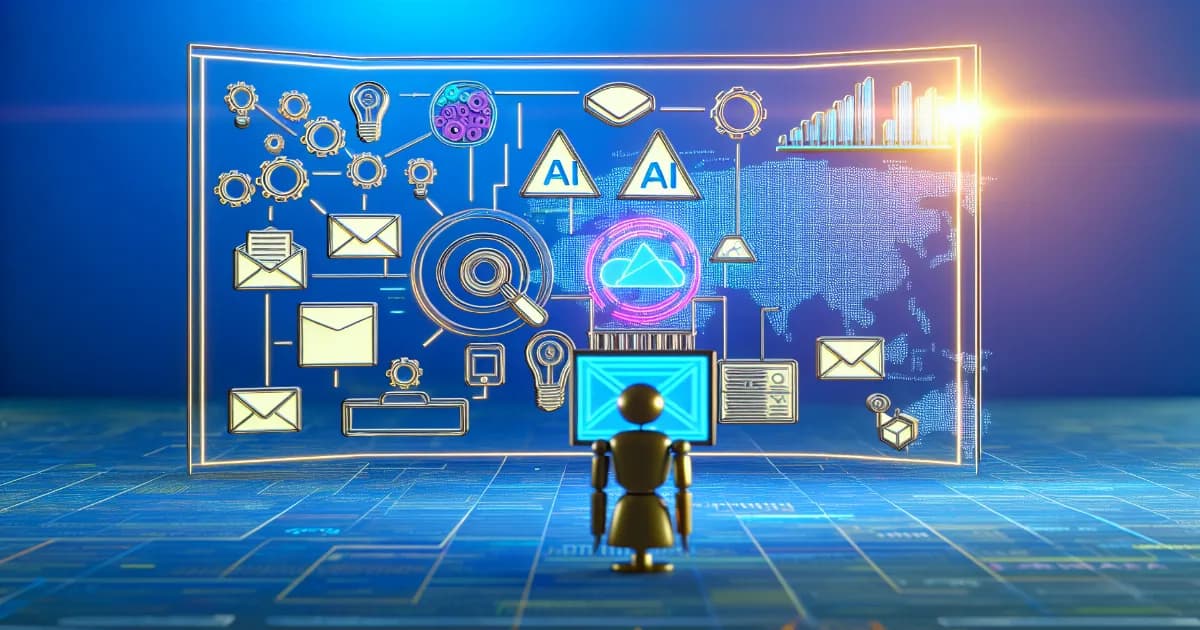 Illustration showing machine learning algorithms optimizing email marketing for revenue growth