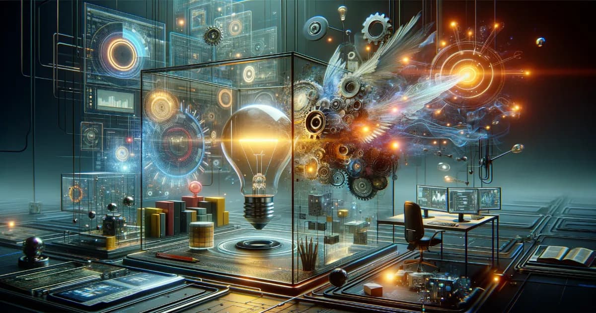 Illustration of AI-powered creativity enhancing business productivity